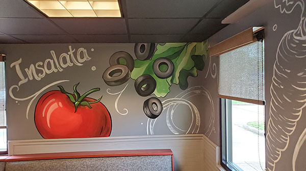 Salald, pizza, restaurant, mural, food, scottos