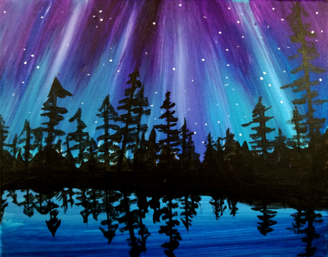 Step By Step Painting With Art By Alysia Cool Northern Lights